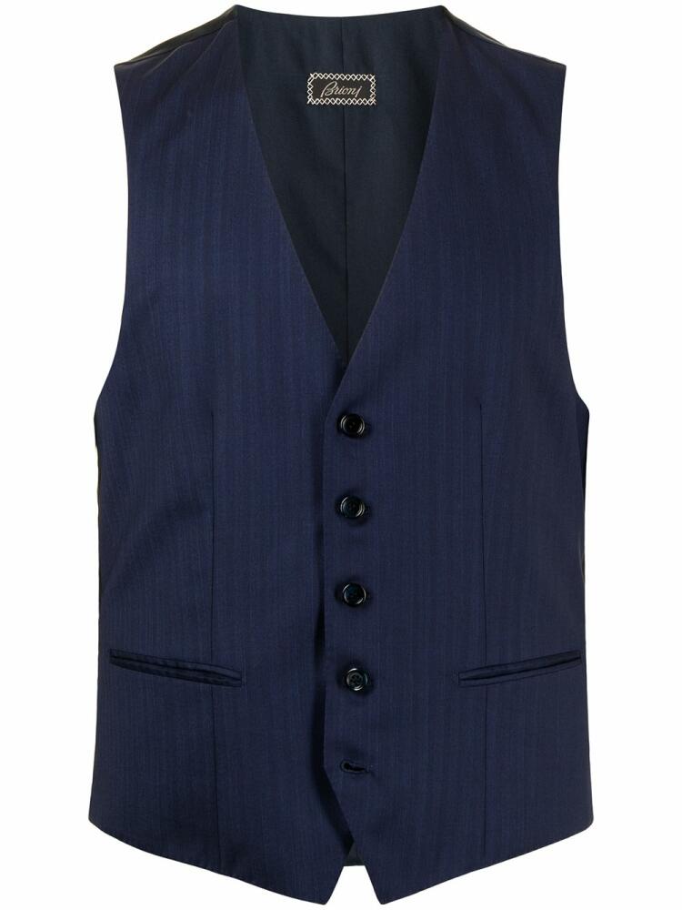 Brioni buttoned-up striped gilet - Blue Cover