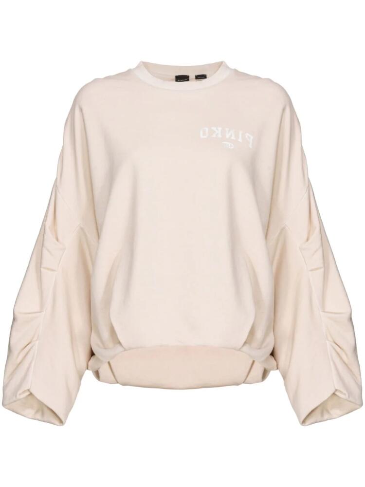 PINKO logo-print jersey sweatshirt - Neutrals Cover