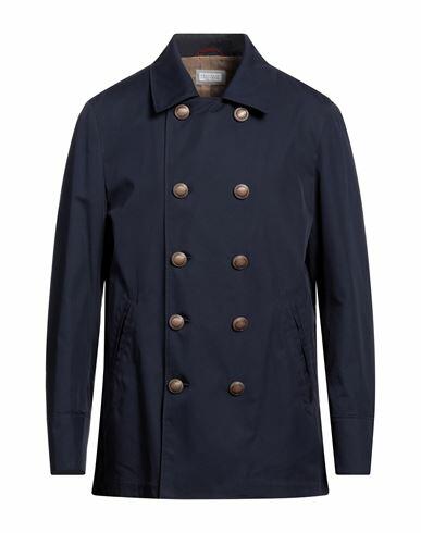 Brunello Cucinelli Man Overcoat & Trench Coat Navy blue Cotton, Polyamide, Cupro Cover