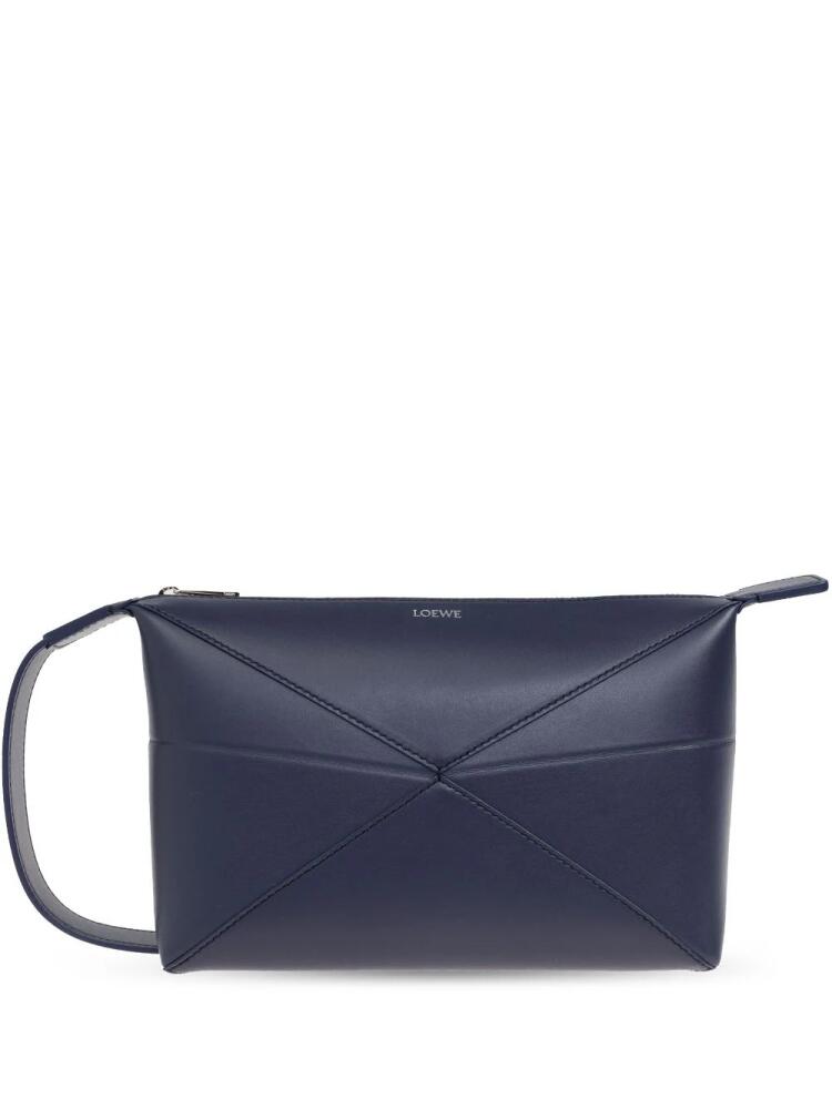 LOEWE Puzzle Fold leather wash bag - Blue Cover