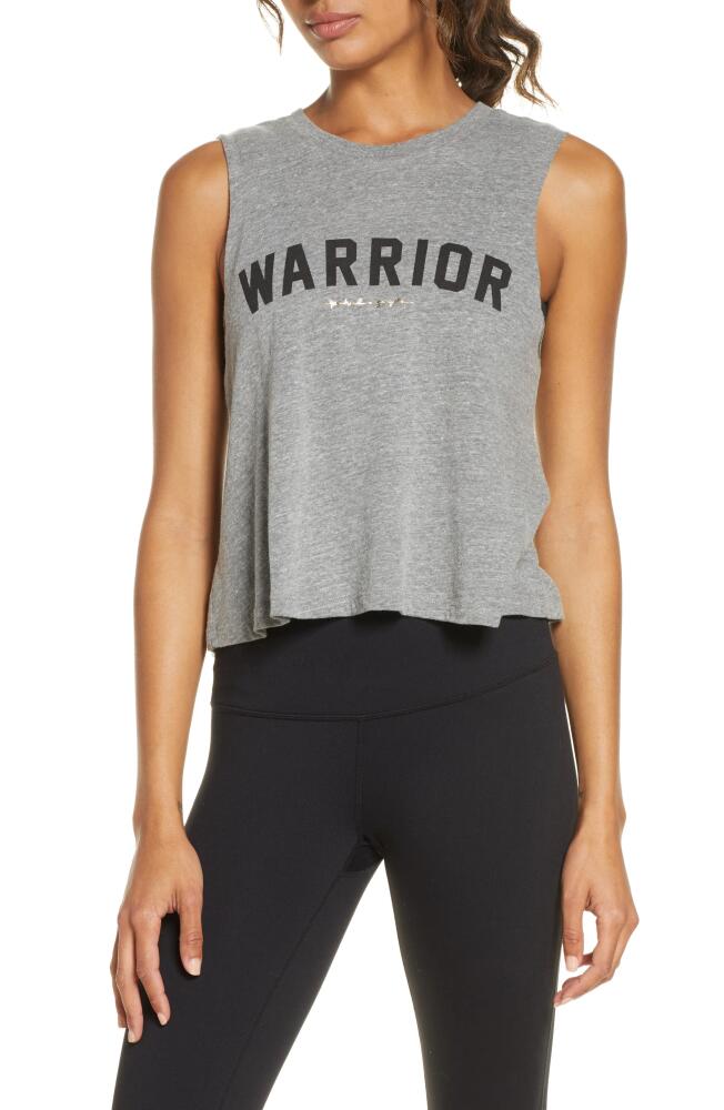 Spiritual Gangster Warrior Graphic Crop Tank in Heather Grey Cover