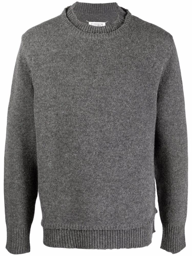 Maison Margiela layered-collar elbow-patch distressed jumper - Grey Cover