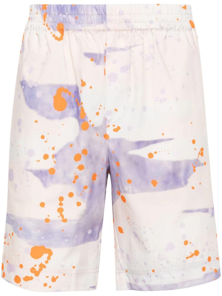 MSGM paint-splatter cotton shorts - Pink Cover