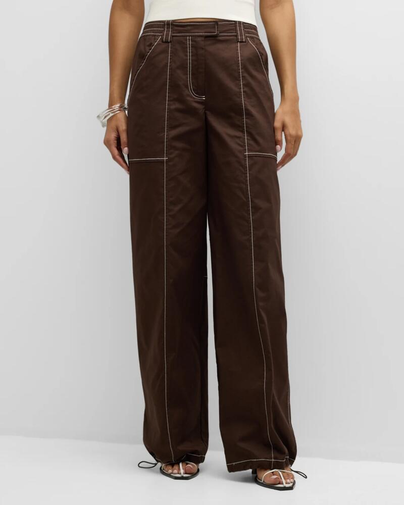 SIMKHAI Delfina Straight-Leg Cinched Cargo Pants Cover