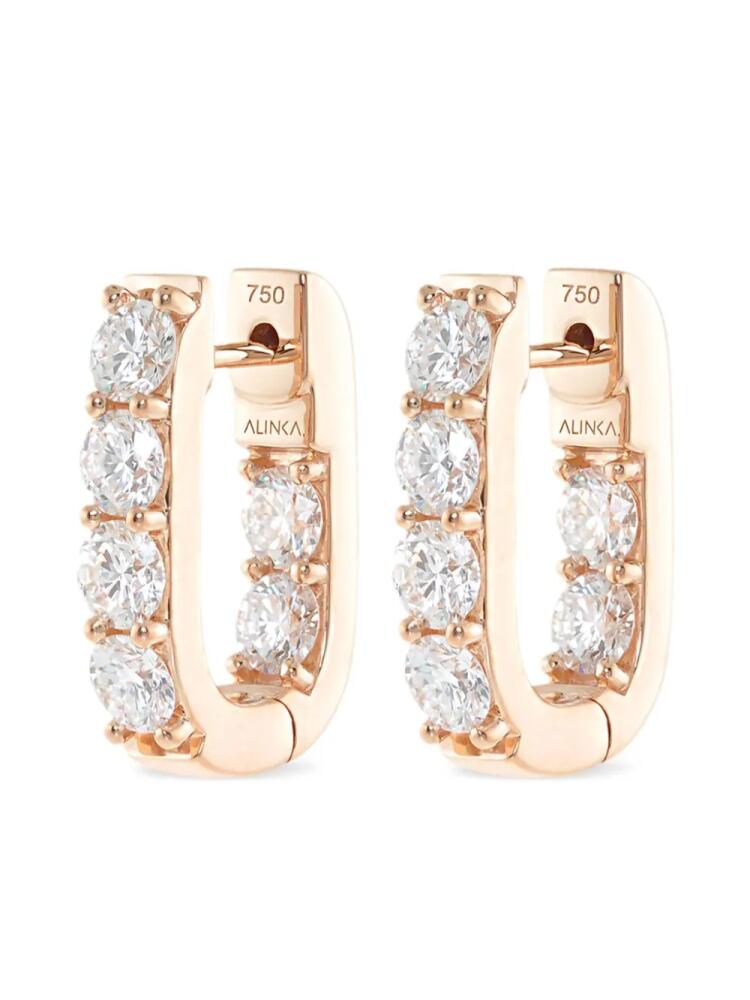 ALINKA 18kt rose gold LINKA Grande diamond hoop earrings - Pink Cover