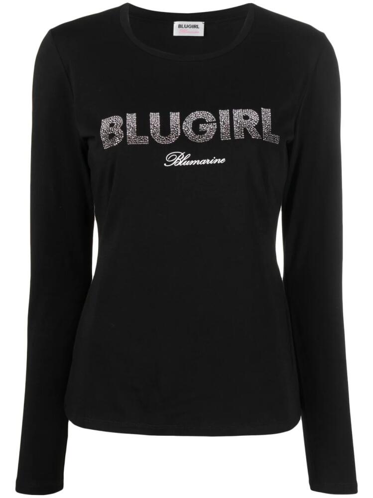 Blugirl logo-print long-sleeve T-shirt - Black Cover