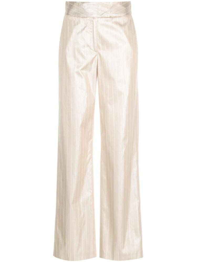 Genny pinstripe-pattern wide-leg trousers - Gold Cover