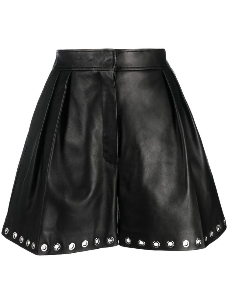 Alexander McQueen eyelet-embellished leather shorts - Black Cover