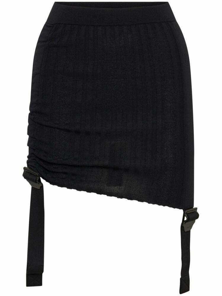 Dion Lee gathered ribbed-knit miniskirt - Black Cover