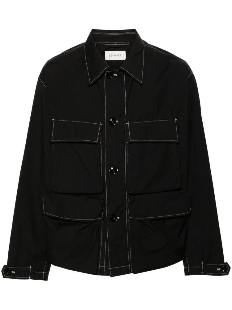 LEMAIRE contrast-stitching cargo shirt jacket - Black Cover