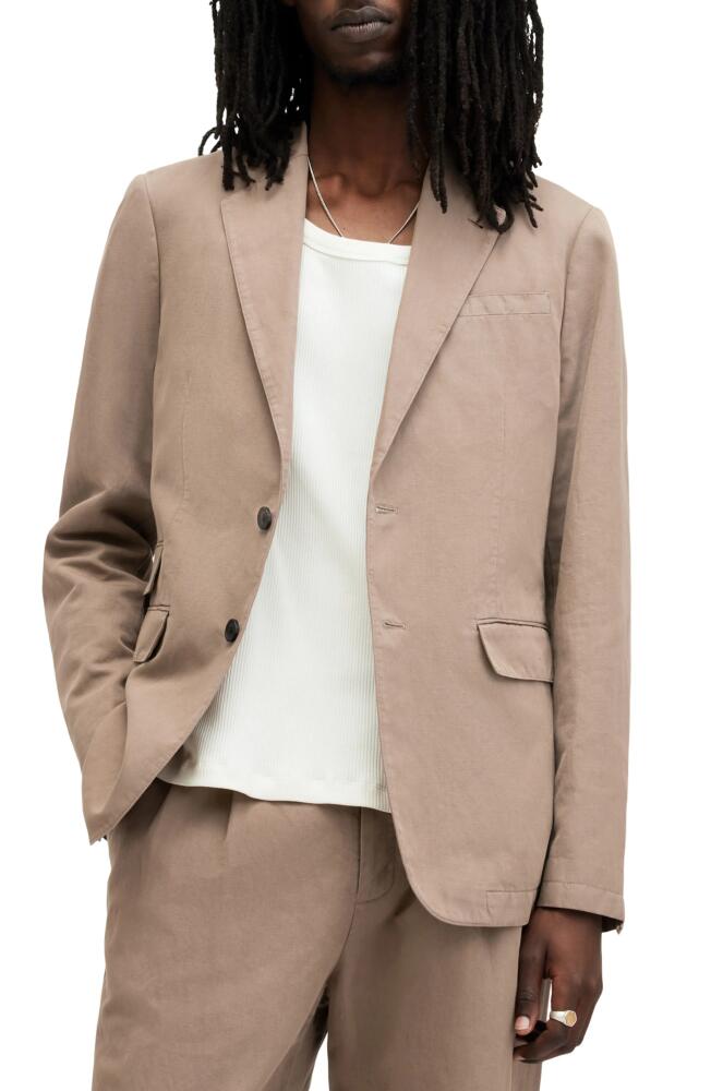 AllSaints Sainte Cotton & Linen Blazer in Chestnut Brown Cover