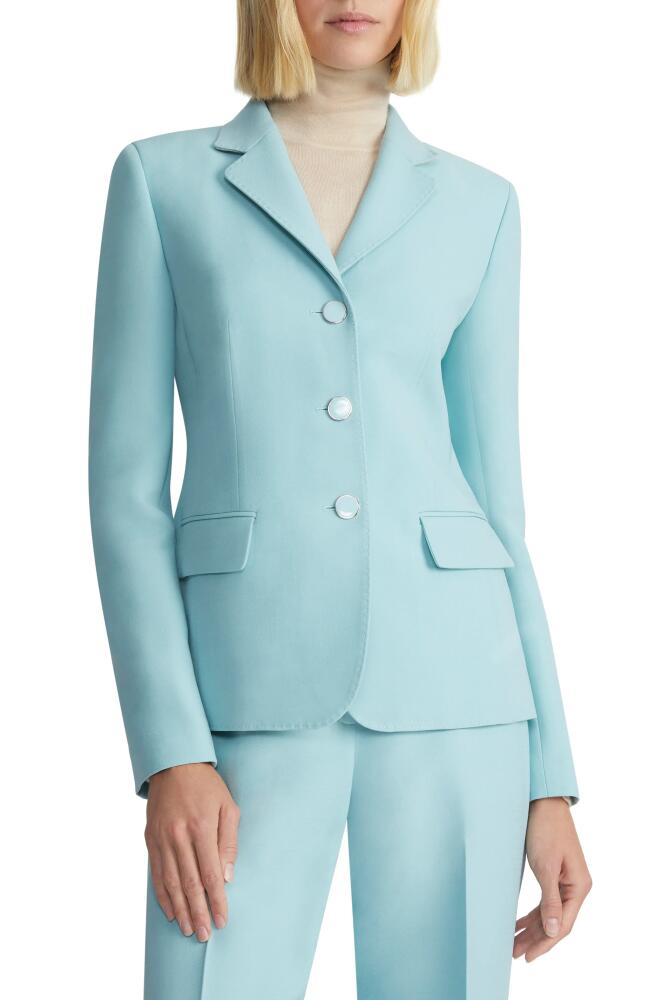 Lafayette 148 New York Academy Three-Button Wool & Silk Blazer in Sea Grass Cover