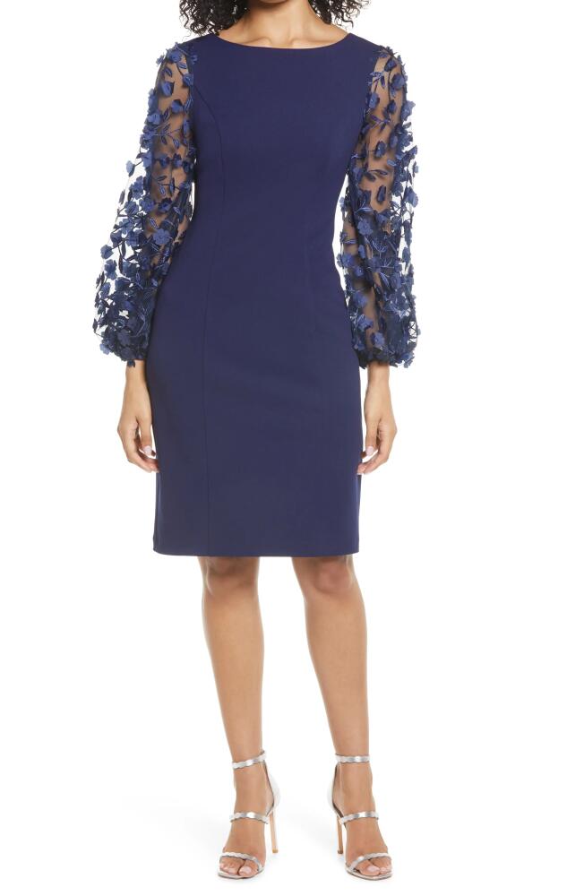 Eliza J Floral Appliqué Long Sleeve Cocktail Dress in Navy Cover