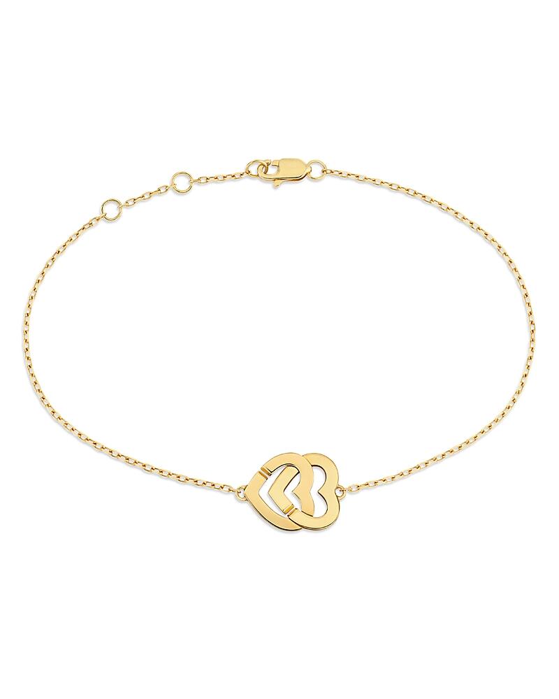 Dinh Van 18K Yellow Gold Double Coeurs Heart Chain Link Bracelet Cover