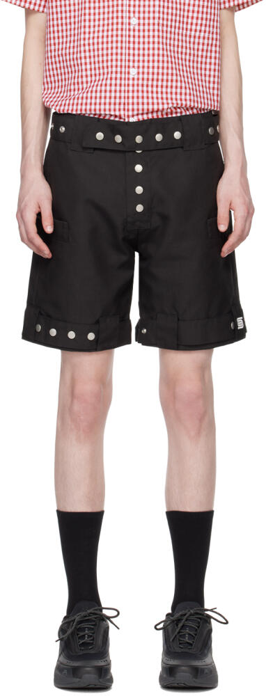 Olly Shinder Black Press-Stud Shorts Cover