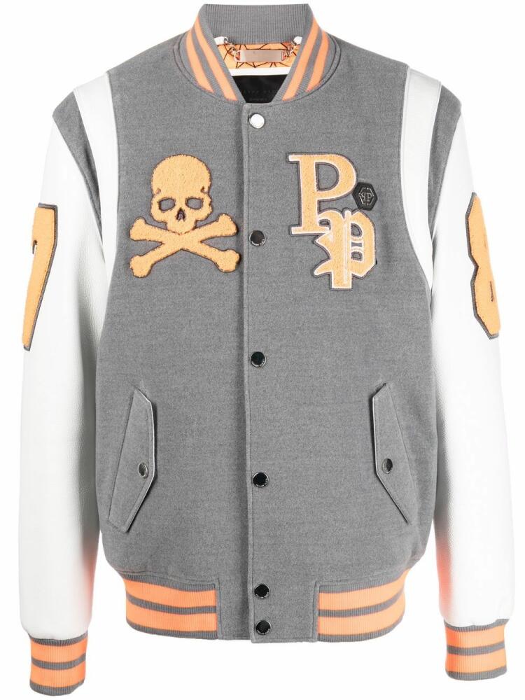 Philipp Plein patch-detail varsity jacket - Grey Cover