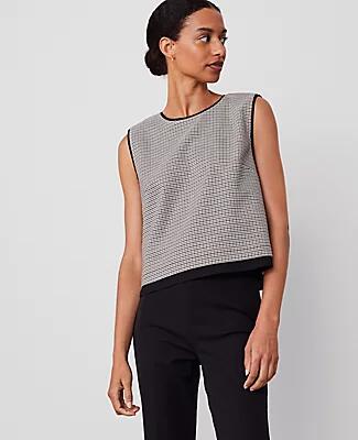 Ann Taylor Houndstooth Piped Tank Cover