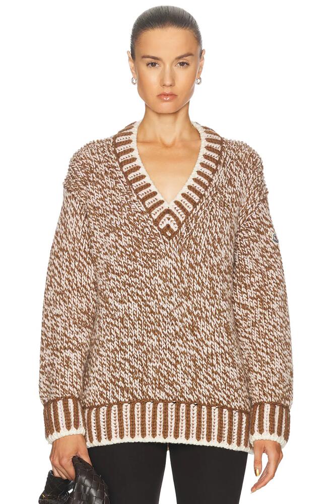 Moncler V-neck Sweater in Brown Cover