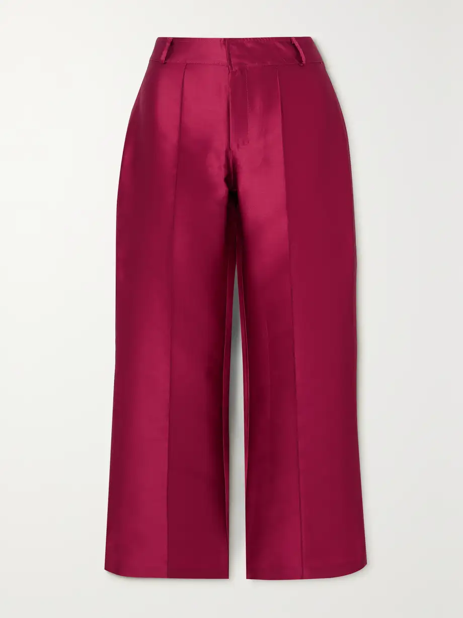 DESTREE - Yoshi Cropped Taffeta Wide-leg Pants - Pink Cover