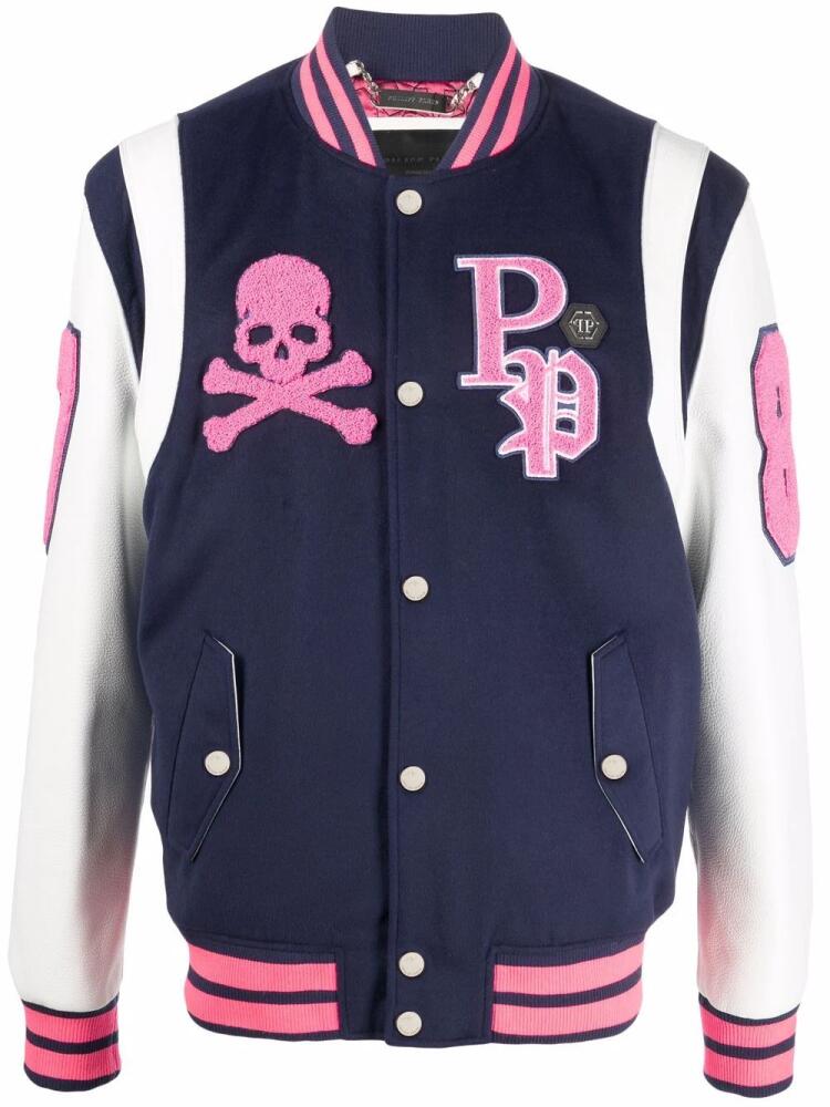 Philipp Plein embroidered-logo varsity jacket - Blue Cover