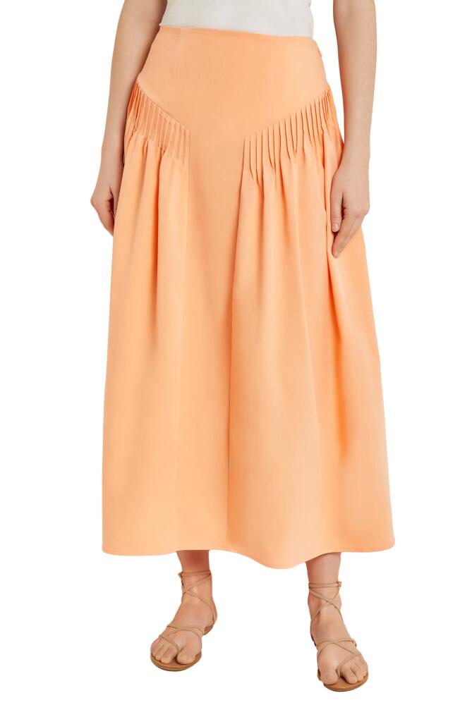 Misook Godet Pleated Maxi Skirt in Peach Blossom Cover