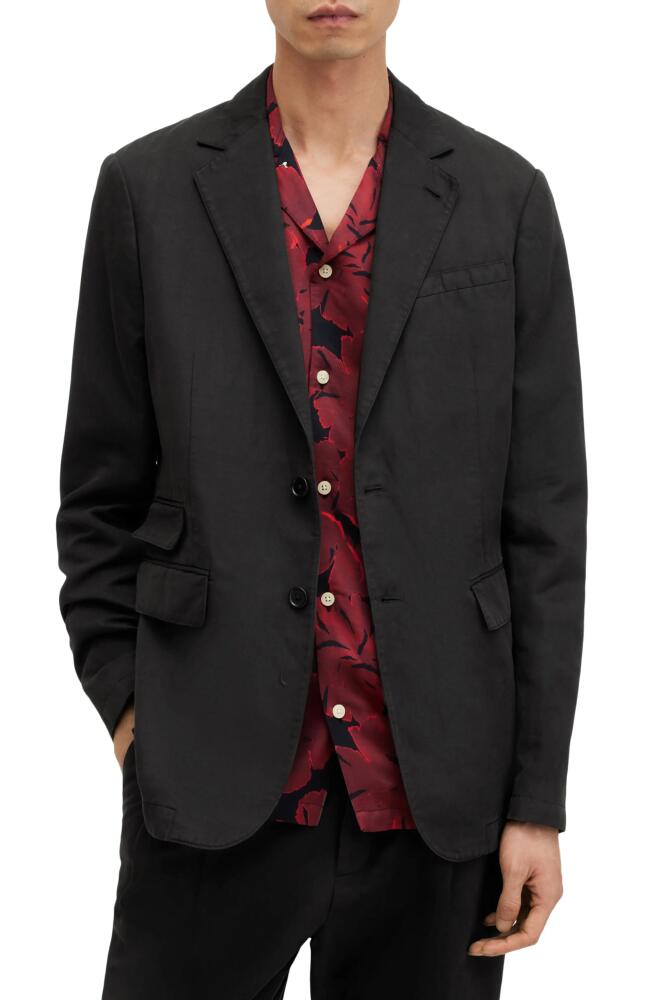 AllSaints Sainte Cotton & Linen Blazer in Licorice Black Cover