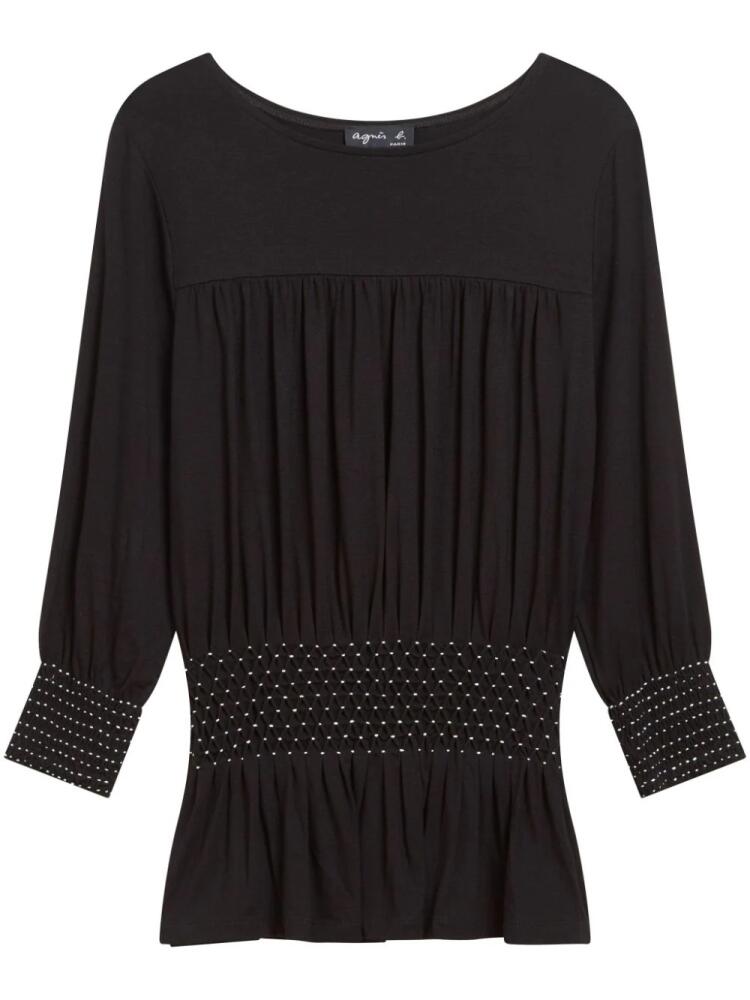 agnès b. Carry smocked top - Black Cover