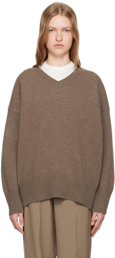 Róhe Taupe Classic V-Neck Sweater Cover