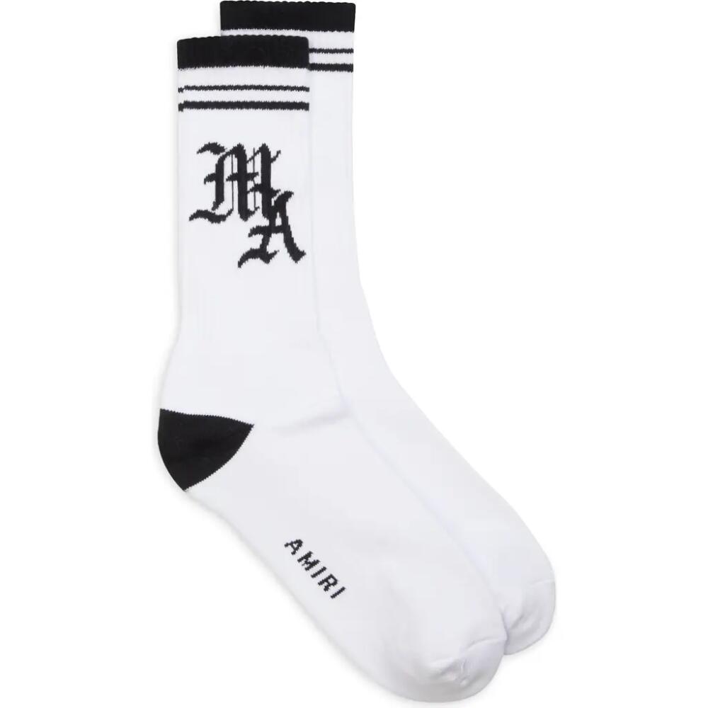 AMIRI Varsity Crew Socks in White Black Cover