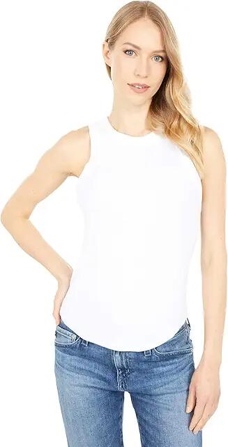 LAmade Aida 2X1 Modal Stretch Rib Racer Front Tank (White) Women's Clothing Cover