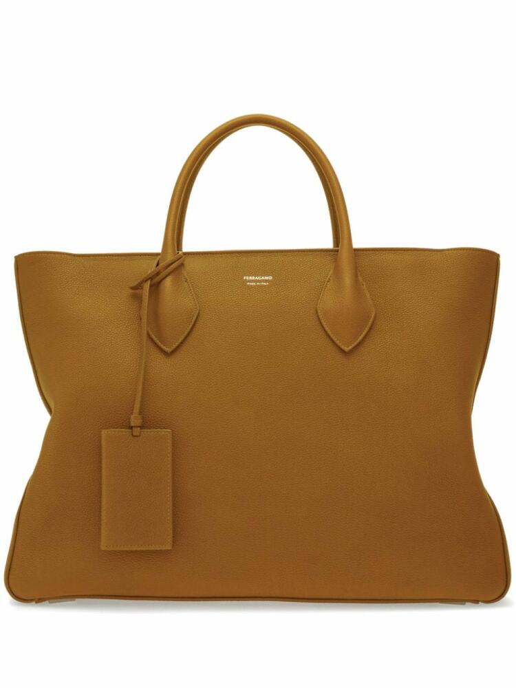 Ferragamo large logo-stamp tote bag - Brown Cover