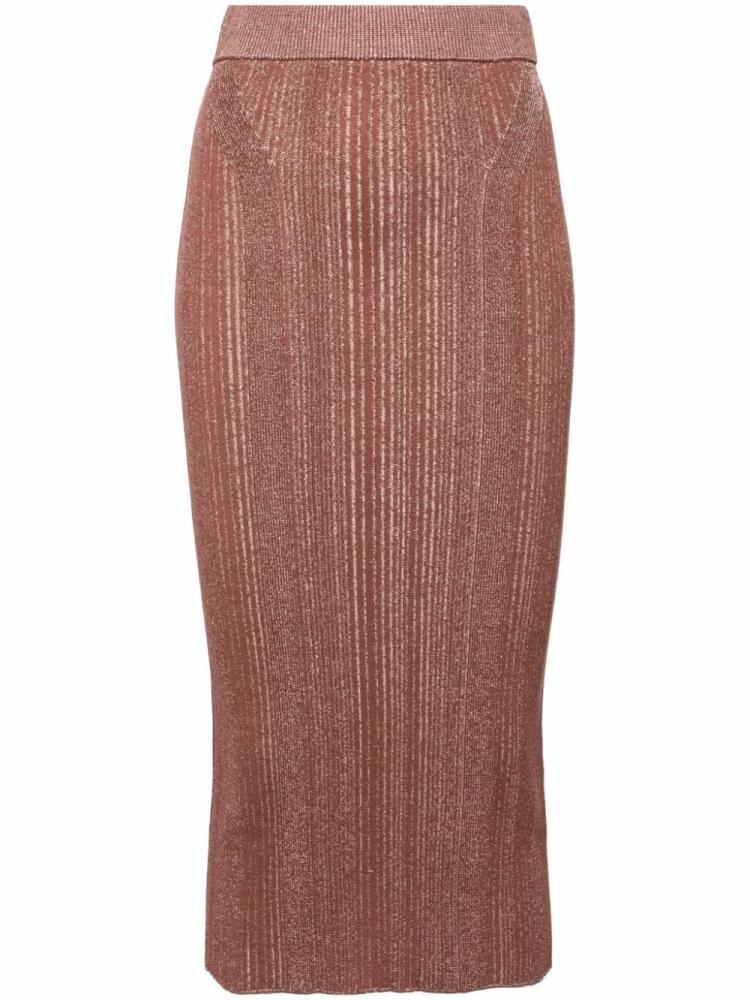 BOSS ribbed-knit pencil skirt - Brown Cover