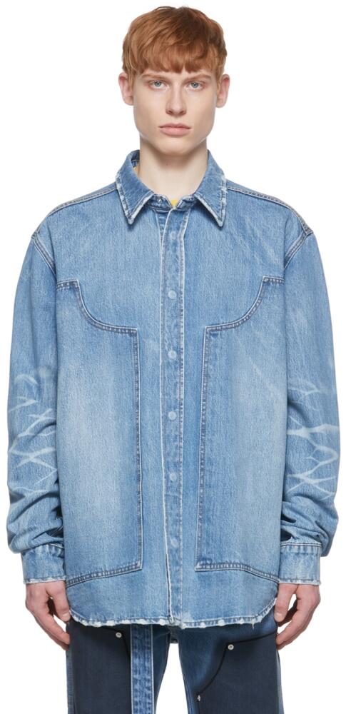 We11done Blue Paneled Denim Jacket Cover