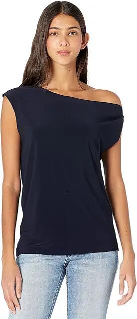 Norma Kamali Drop Shoulder Top (Midnight) Women's Clothing Cover