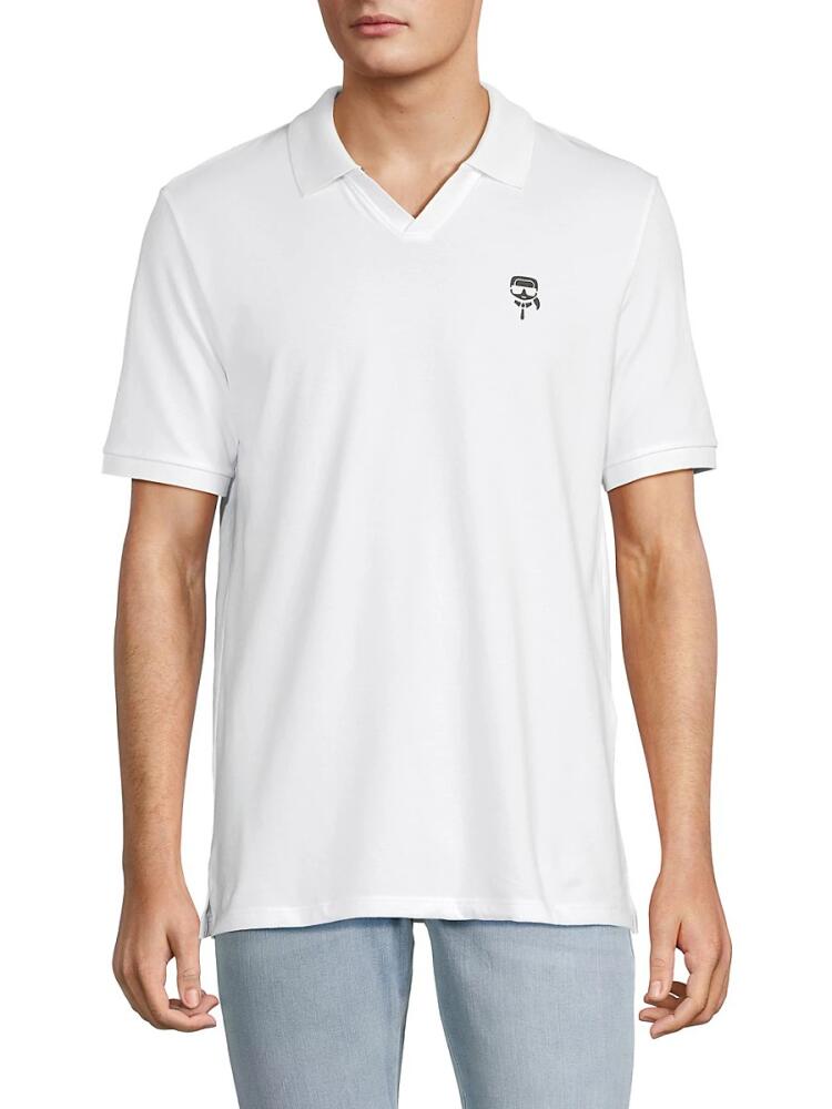 Karl Lagerfeld Paris Men's Johnny Collar Pima Cotton Blend Polo - White Cover