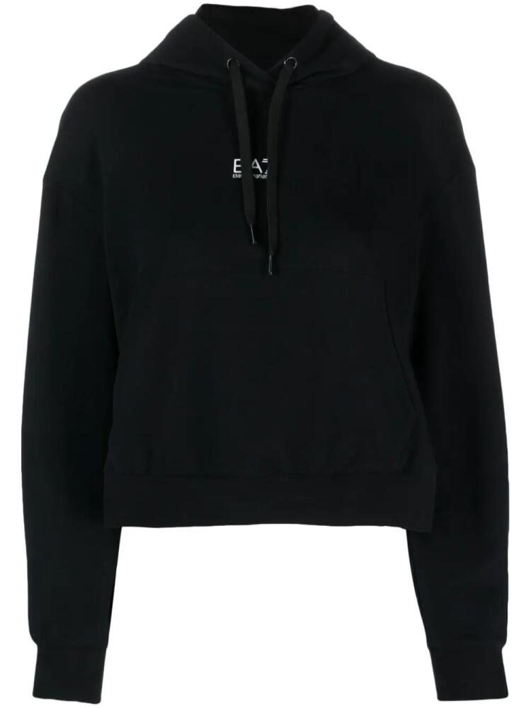 Ea7 Emporio Armani logo-print long-sleeve hoodie - Black Cover