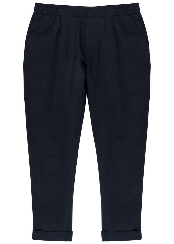 Che Tapered Linen Trousers - Navy Cover