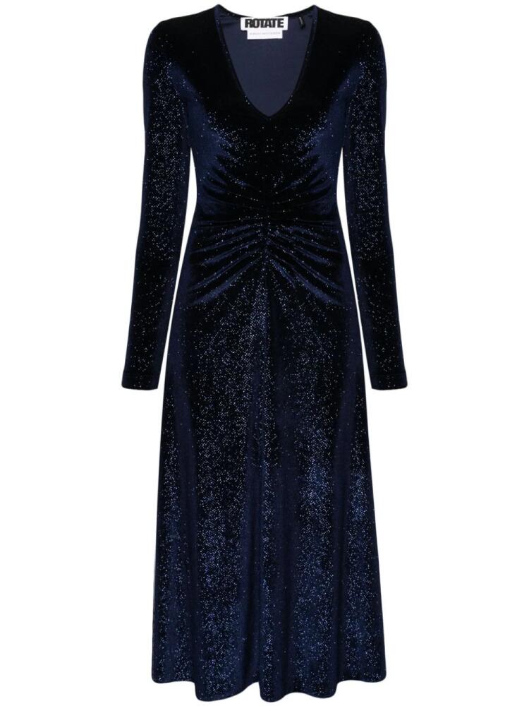 ROTATE BIRGER CHRISTENSEN rhinestone-embellished ruched midi dress - Blue Cover