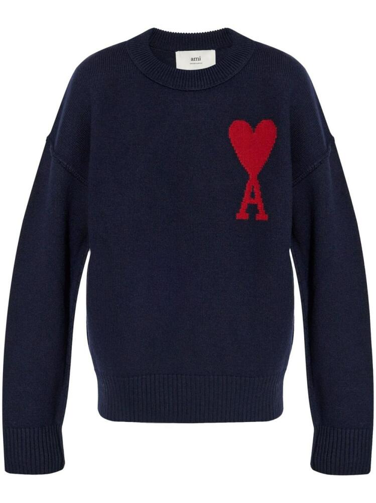 AMI Paris Ami De Coeur wool jumper - Blue Cover