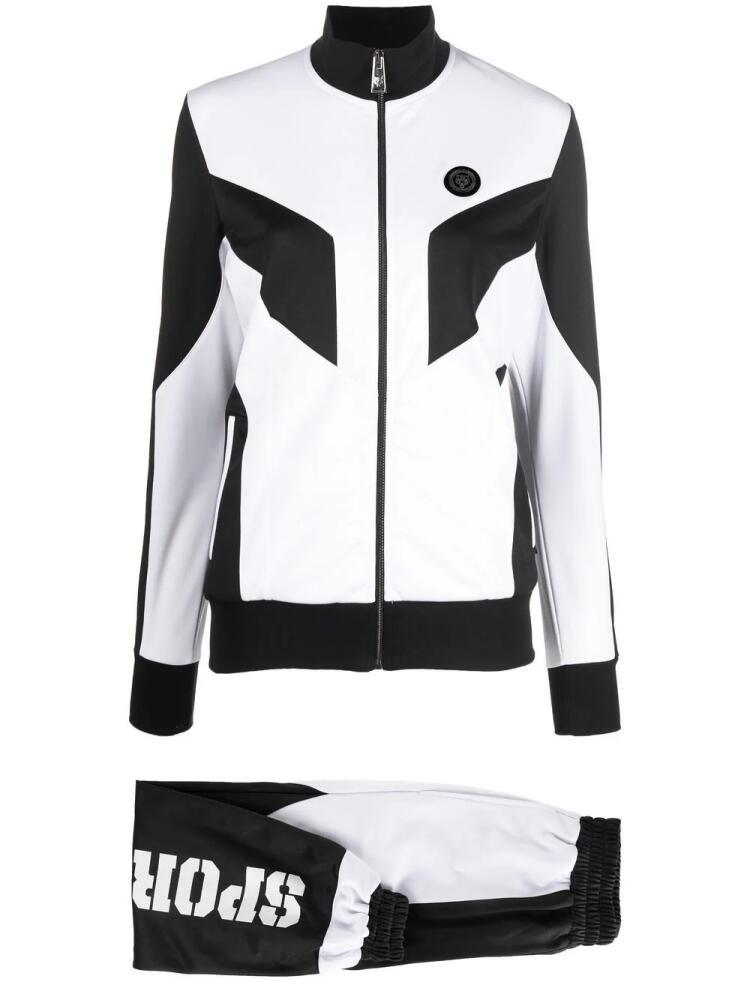 Plein Sport colour-block panelled tracksuit set - White Cover