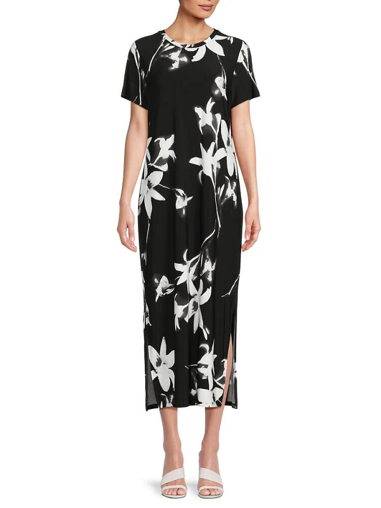 Calvin Klein Women's Floral Side Slit Maxi Dress - Black Cover