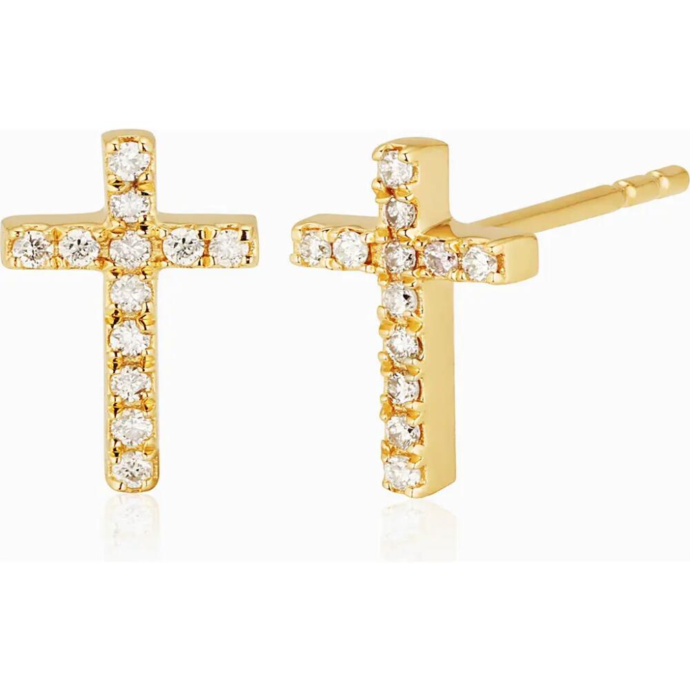 Oradina 14K Yellow Gold Faith Diamond Studs Cover