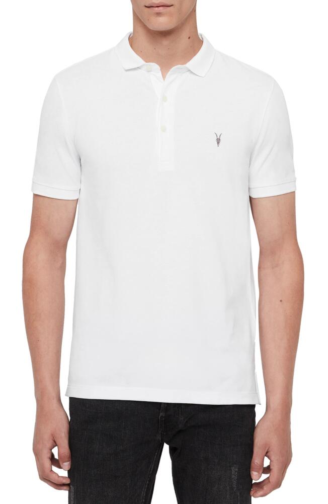 AllSaints Reform Slim Fit Cotton Polo in Optic White Cover