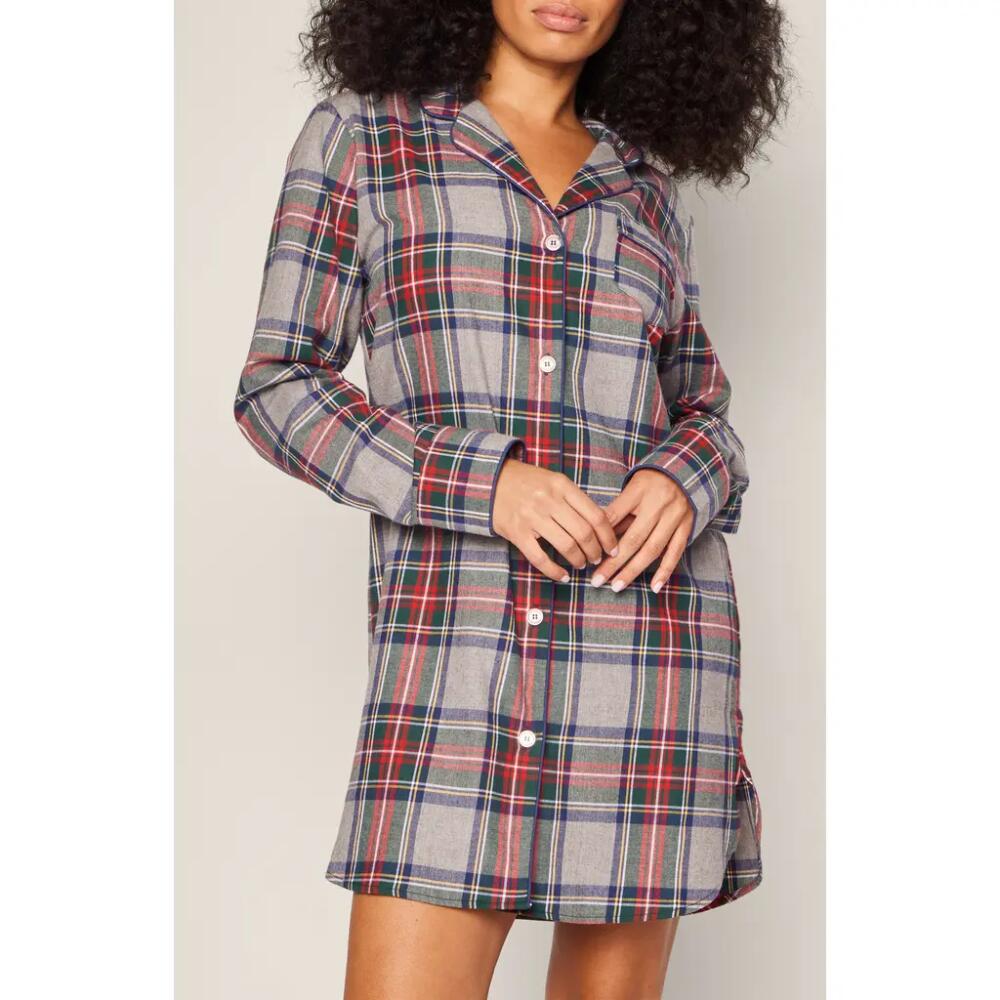 Petite Plume Westminster Tartan Cotton Nightgown in Grey Cover