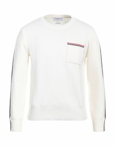 Thom Browne Man Sweater Ivory Merino Wool, Nylon Cover