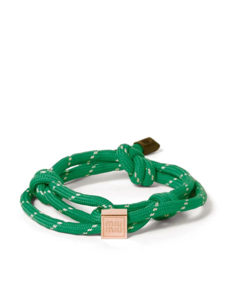 Miu Miu logo-charm rope bracelet - Green Cover