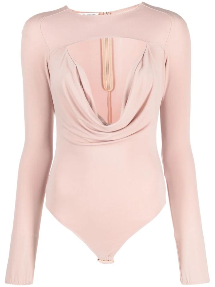 ALESSANDRO VIGILANTE cut-out cowl-effect bodysuit - Pink Cover