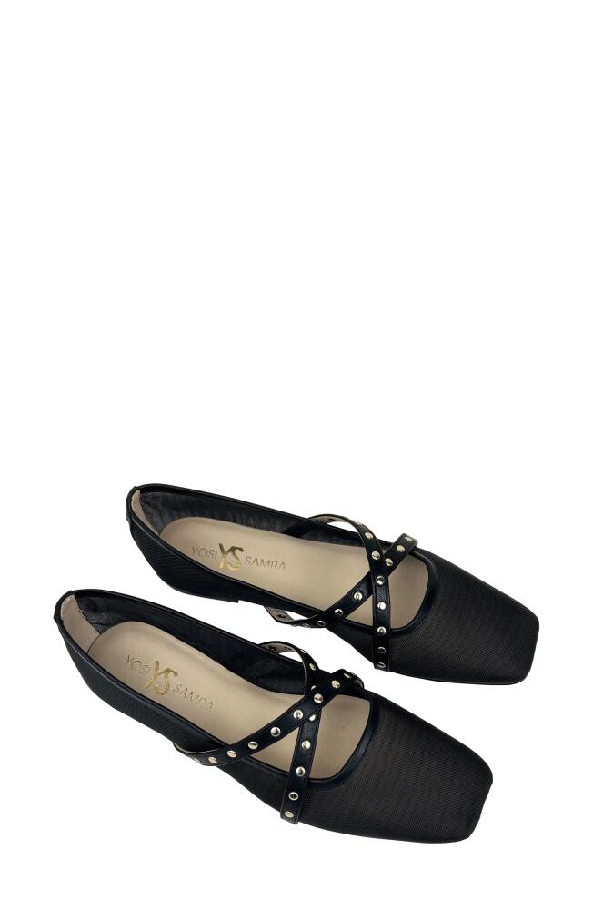 Yosi Samra Chloe Ballet Flat in Black Mesh Cover