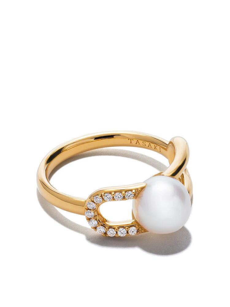 TASAKI 18kt yellow gold Collection Line Fine Links diamond pearl ring Cover