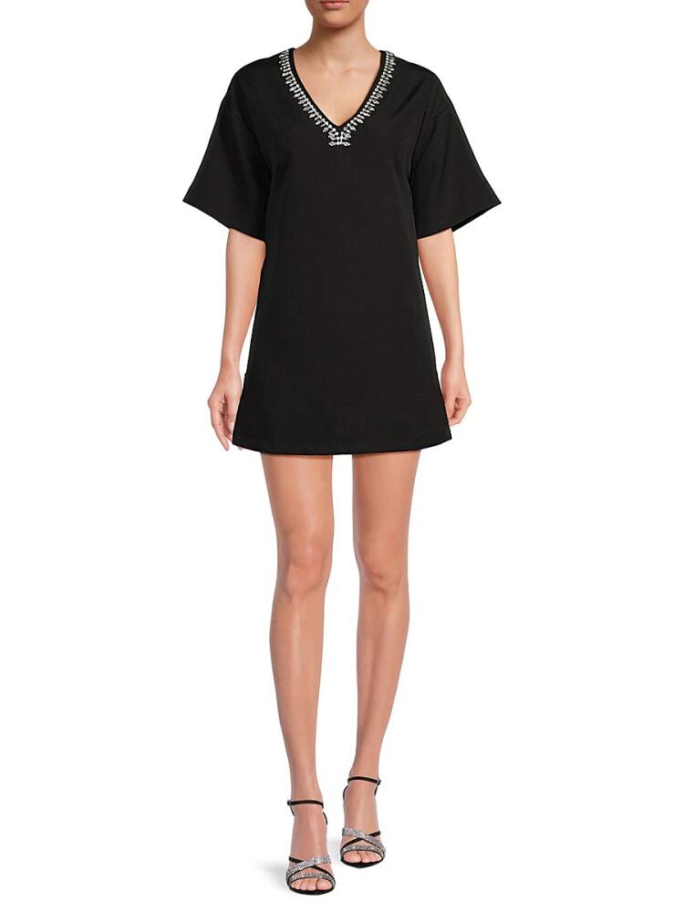 Lea & Viola Women's Embellished V Neck Mini Dress - Black Cover